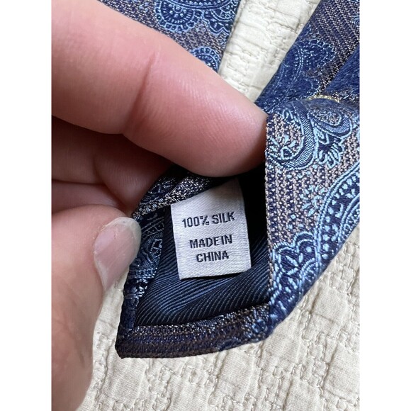 Joseph Abboud Paisley Tie Pattern | Brown Blue | 59"L 3.5"W - Picture 4 of 8